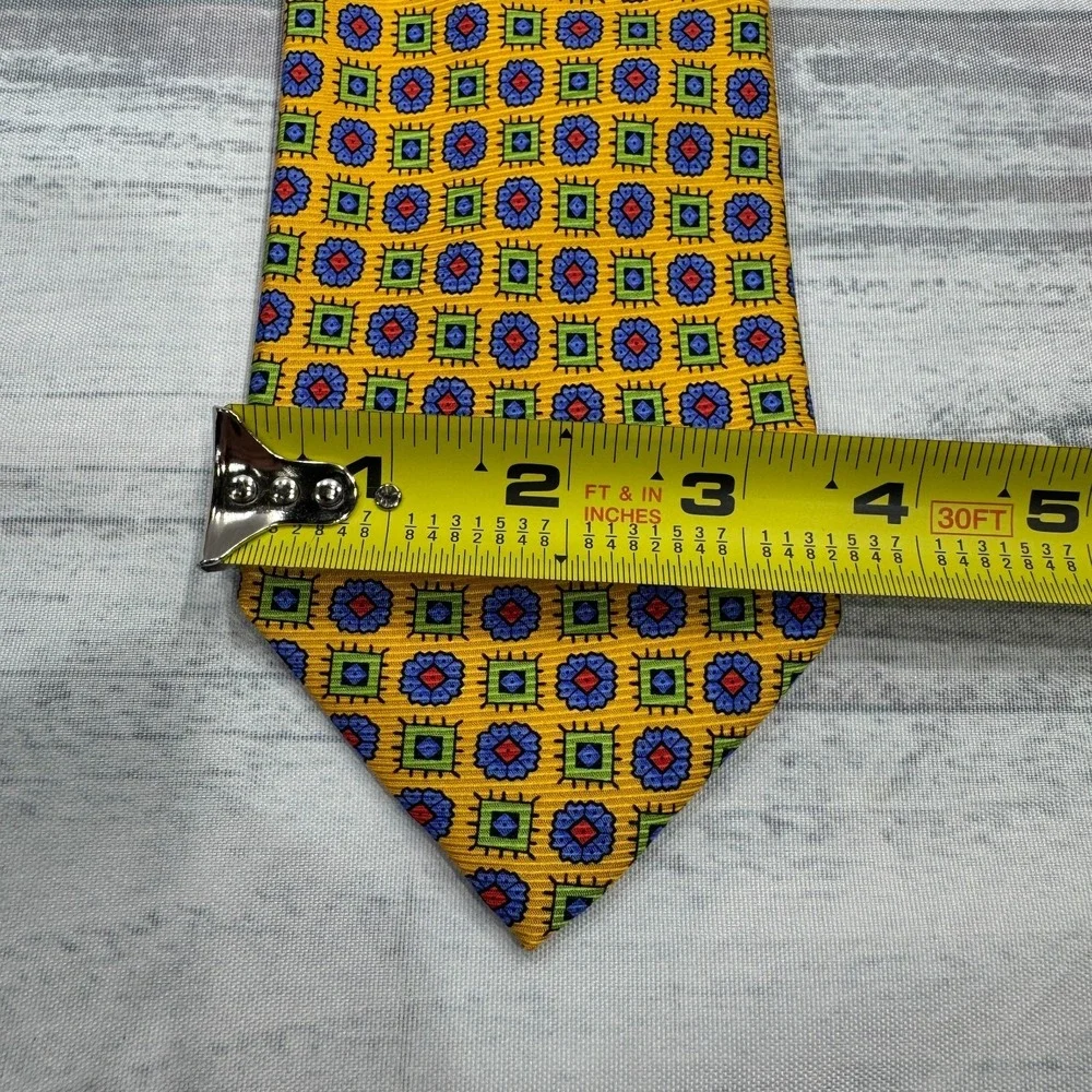 Robert Talbott Neck Tie Silk Yellow Geometric Made in USA Mens Business Work Fun